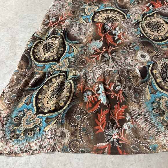 Notations Tiered Floral Boho Peasant Skirt Fairy 1X Paisley Y2K Earth Tones - Picture 3 of 9
